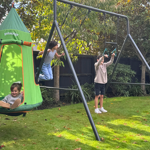 daughter swap in tent TitanPro Swing Set with Saucer Tent Swing – gobaplay NZ